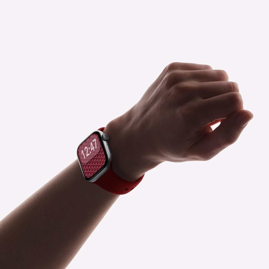 Dark Red Monogram – Apple Watch Wallpaper